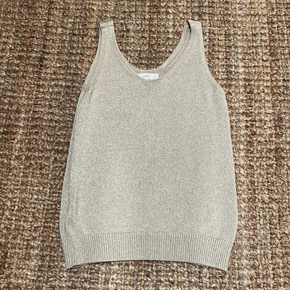 Loft size small. Sweater tank. Gold. Stretchy